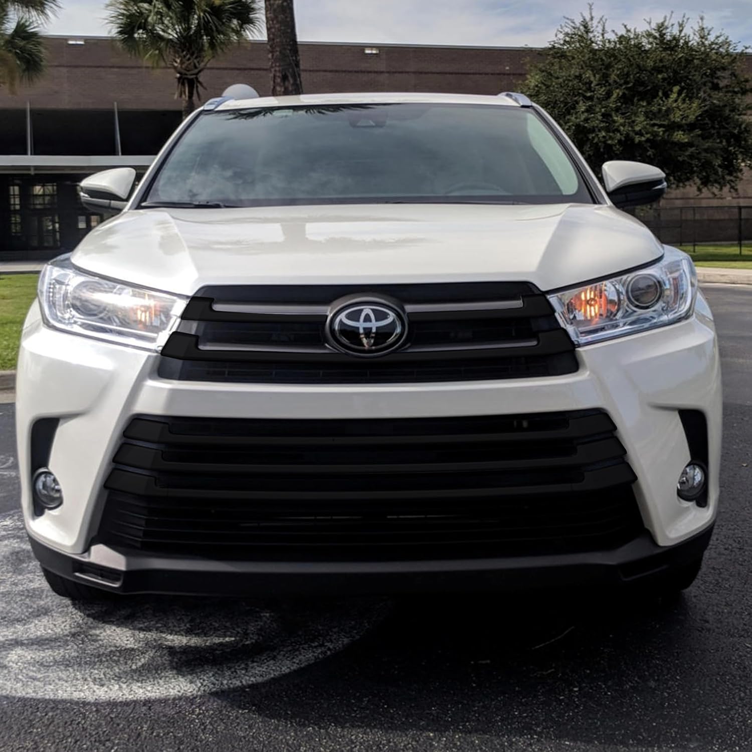 Chrome Delete Black Front Grille Overlay with Secure Adhesive Tape for 2017-2019 Toyota Highlander | Easy Installation - No Tools Needed | US Patented