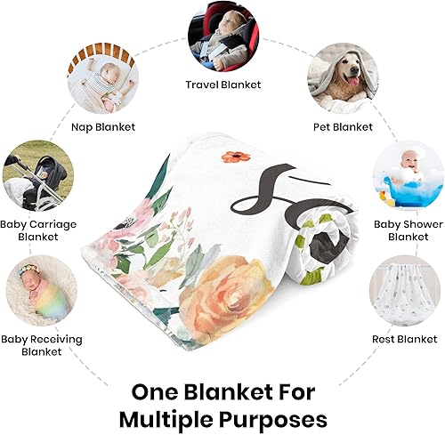 Miniatura 7 de J&SBGFT Manta personalizada para bebé niña, manta de bebé personalizada, manta de envoltura con nombre de niña, mantas de recepción de ciervos,