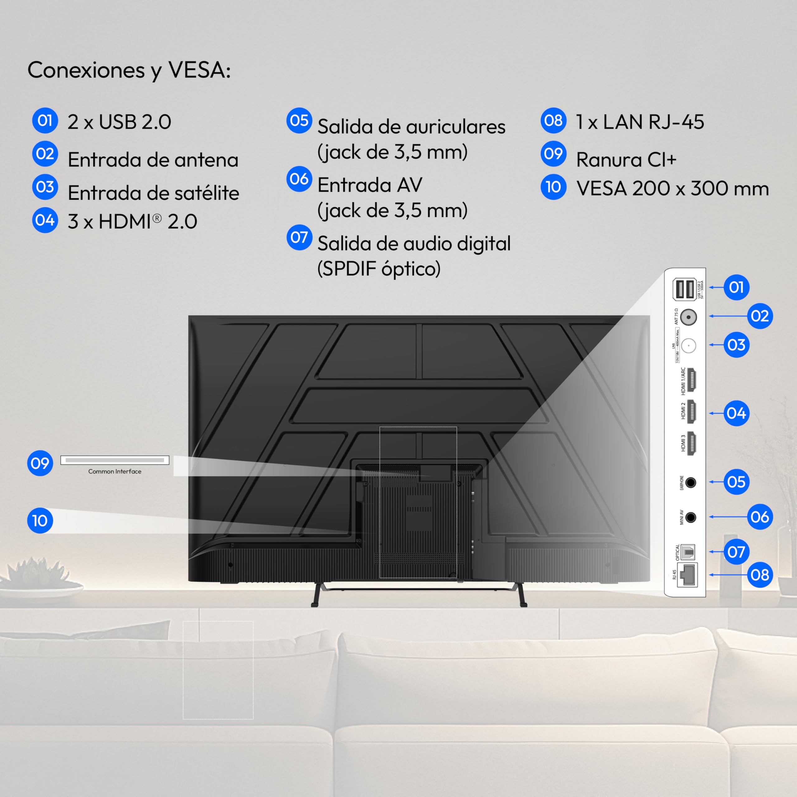 MEDION 125.7 cm 50" Televisor QLED Ultra HD Smart TV Dolby Vision HDR Dolby Atmos Vida Store Prime Video Disney+ DAZN HbbTV PVR Bluetooth HD+, MD850602