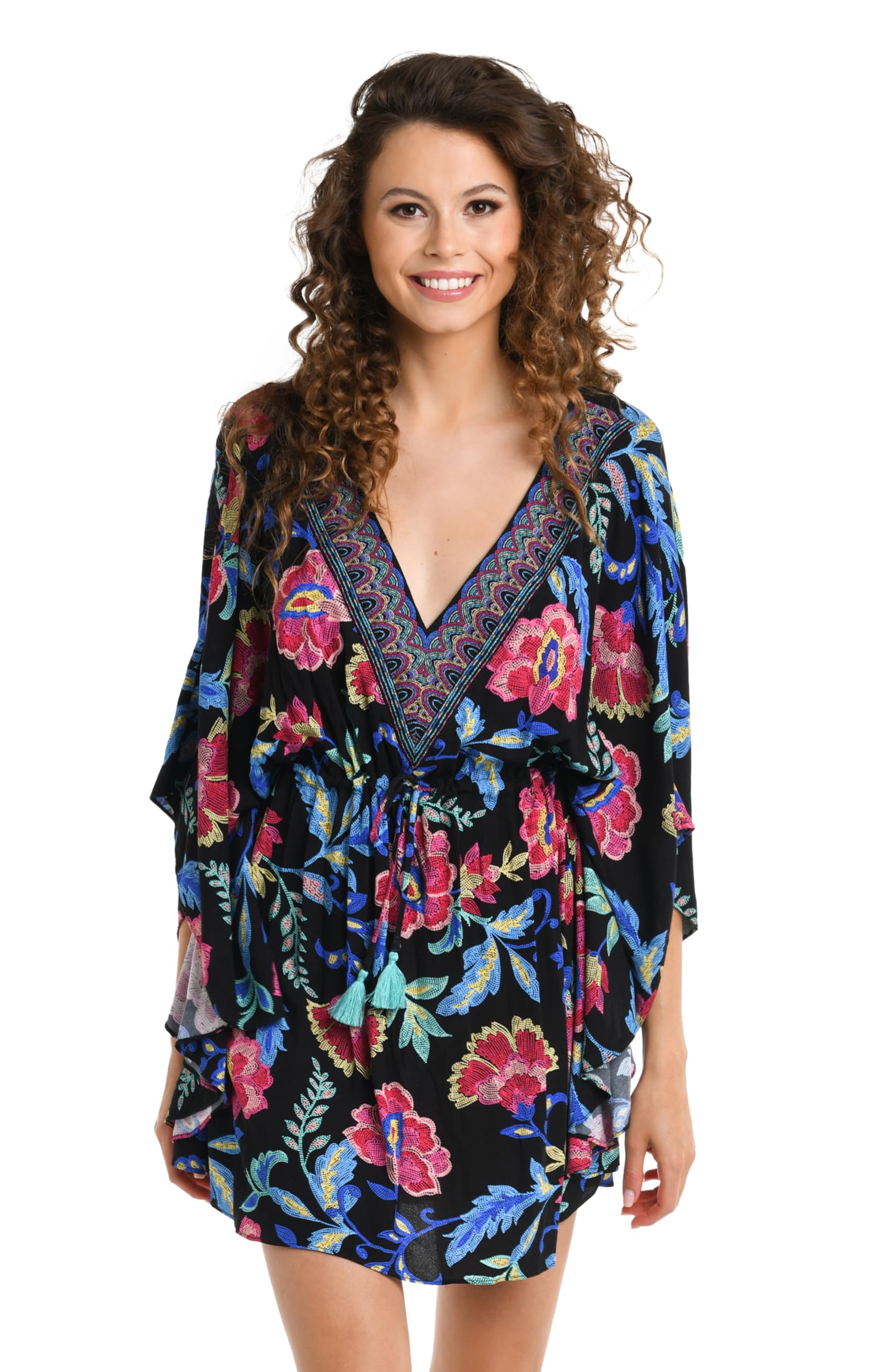 Caftan de bain col en V vêtement couvrant fluide silhouette