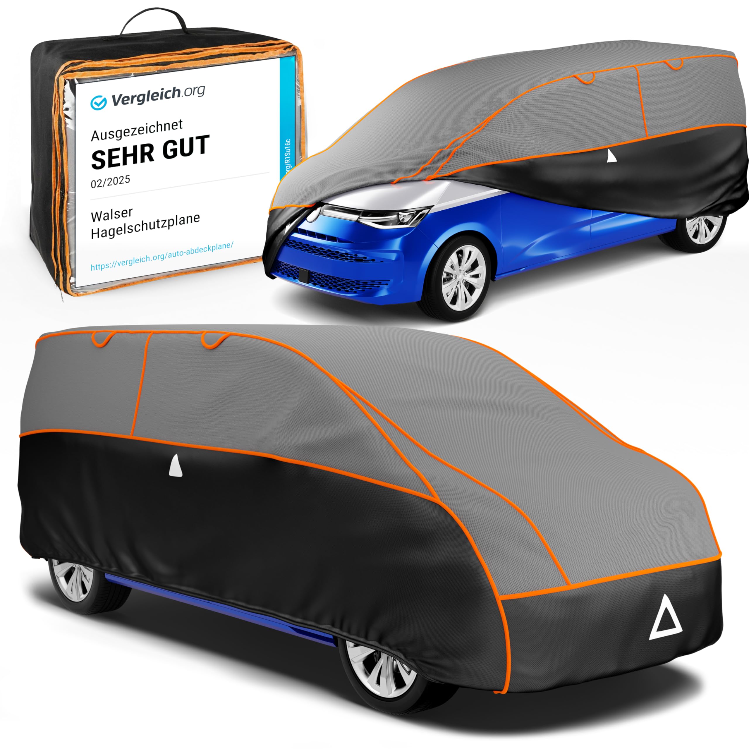 Walser Hagelschutz Abdeckplane Transporter, TÜV geprüfte* Abdeckplane Bus Perma Protect, Auszeichnung Sehr Gut* Hagelschutzplane Größe 12 für VW T4/T5/T6/Ford Tourneo/Opel Vivaro/Mercedes Vito/Viano