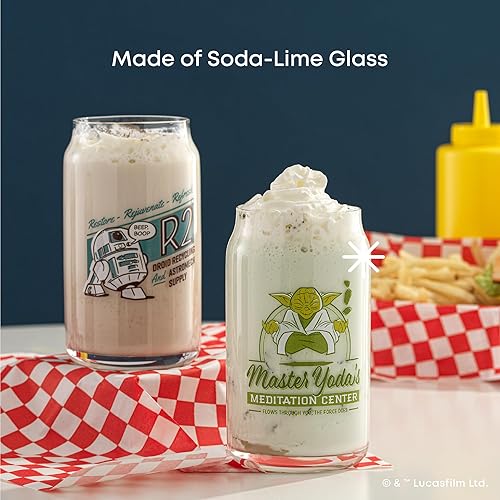 Miniatura 5 de JoyJolt Star Wars Retro Vintage Collection - Vasos de vidrio de 16.9 onzas, con Darth Vader, R2D2, Yoda, Chewbacca, Red Leader, Jawa, Juego de 6