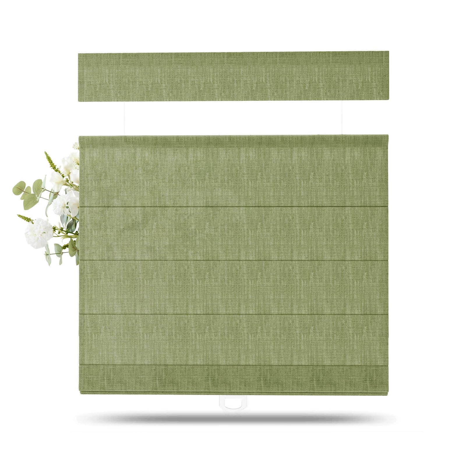 TWOPAGES Liz Linen Top Down Bottom Up Roman Shades for Windows, Jade Green