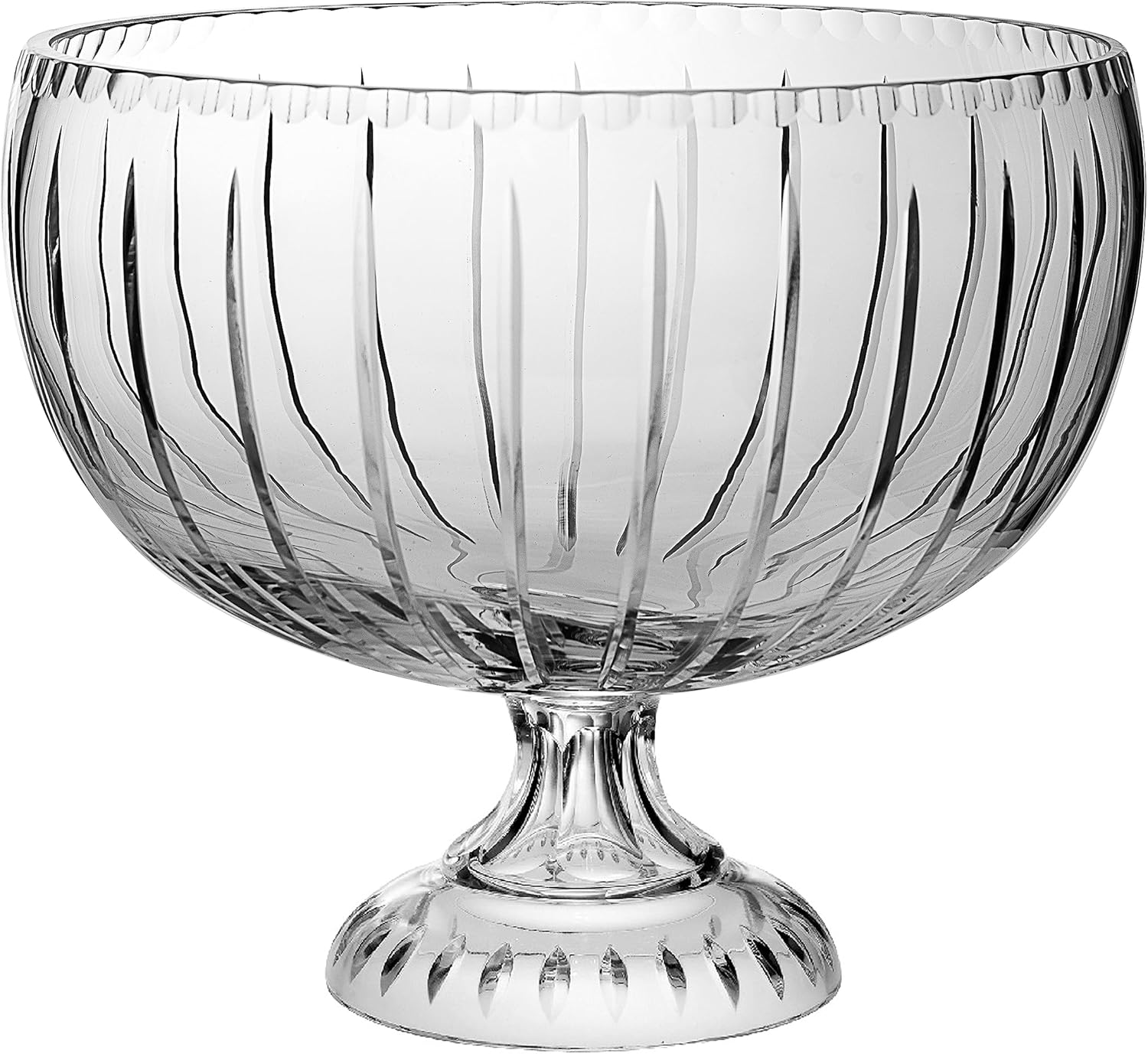 Barski - European Crystal - Handmade - Large Centerpiece Footed Bowl -Punch Bowl - 12" D - (12" Diameter) - 270 oz - 8.5 quarts - Made in Europe