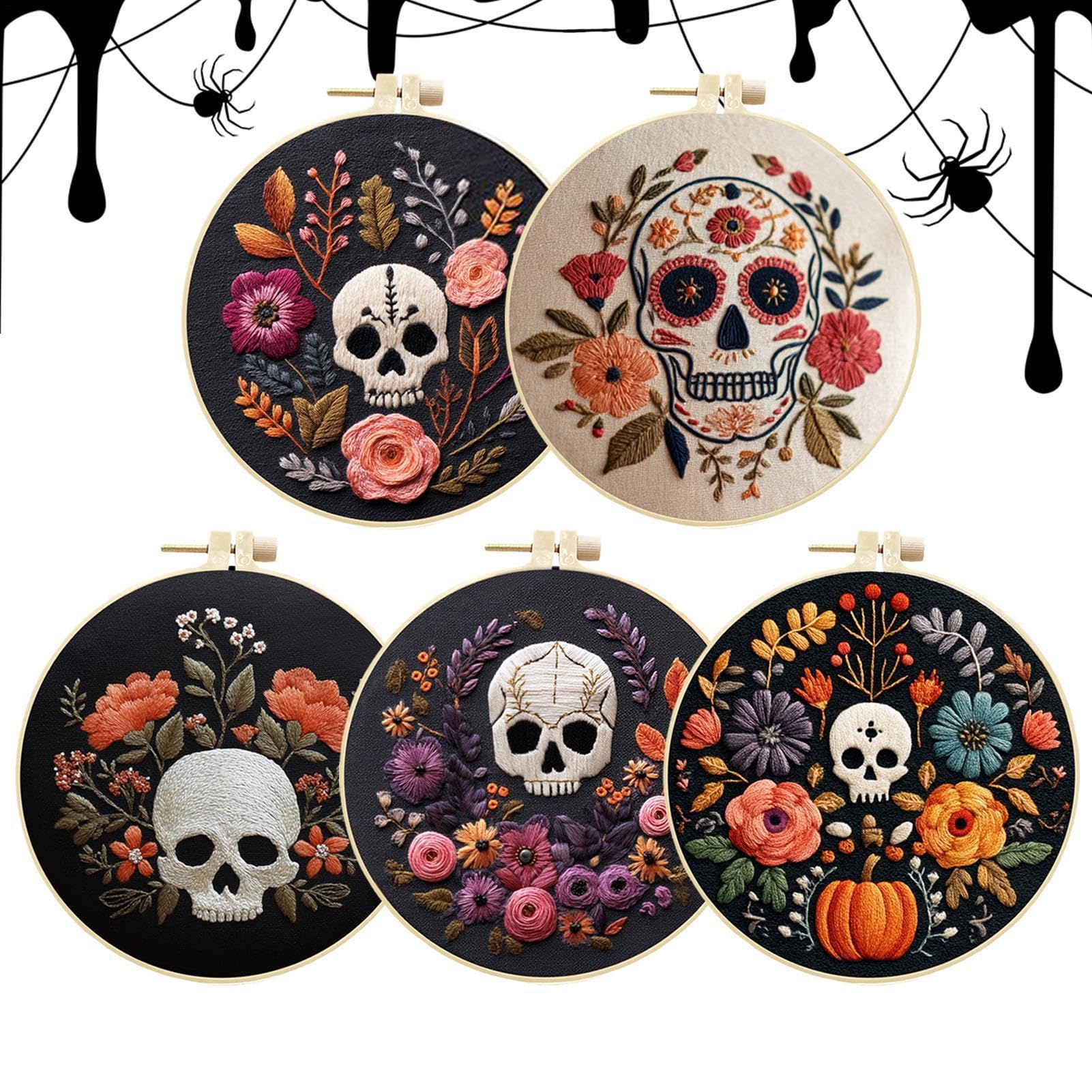 Kits De Bordado De Halloween Para Adultos Sets Completos de Manualidades de | Bordado Calavera Halloween para Principiantes Adultos para Adultos, , Mujeres, Madres, Esposas, Amantes y Ent
