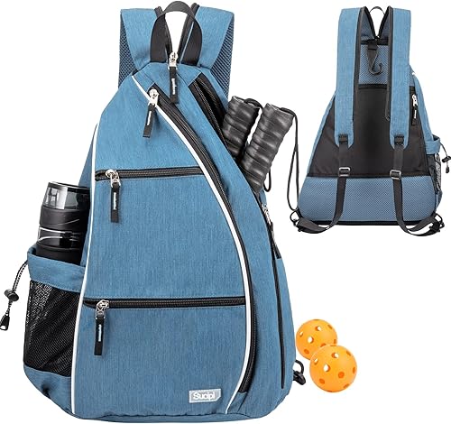Vista 11 de Mochila de Pickleball Sucipi - Mochila de Pickleball para Hombres y Mujeres, Bolsa de Hombro Ajustable con Gancho para Cerca/Gran Capacidad/Bolsillo