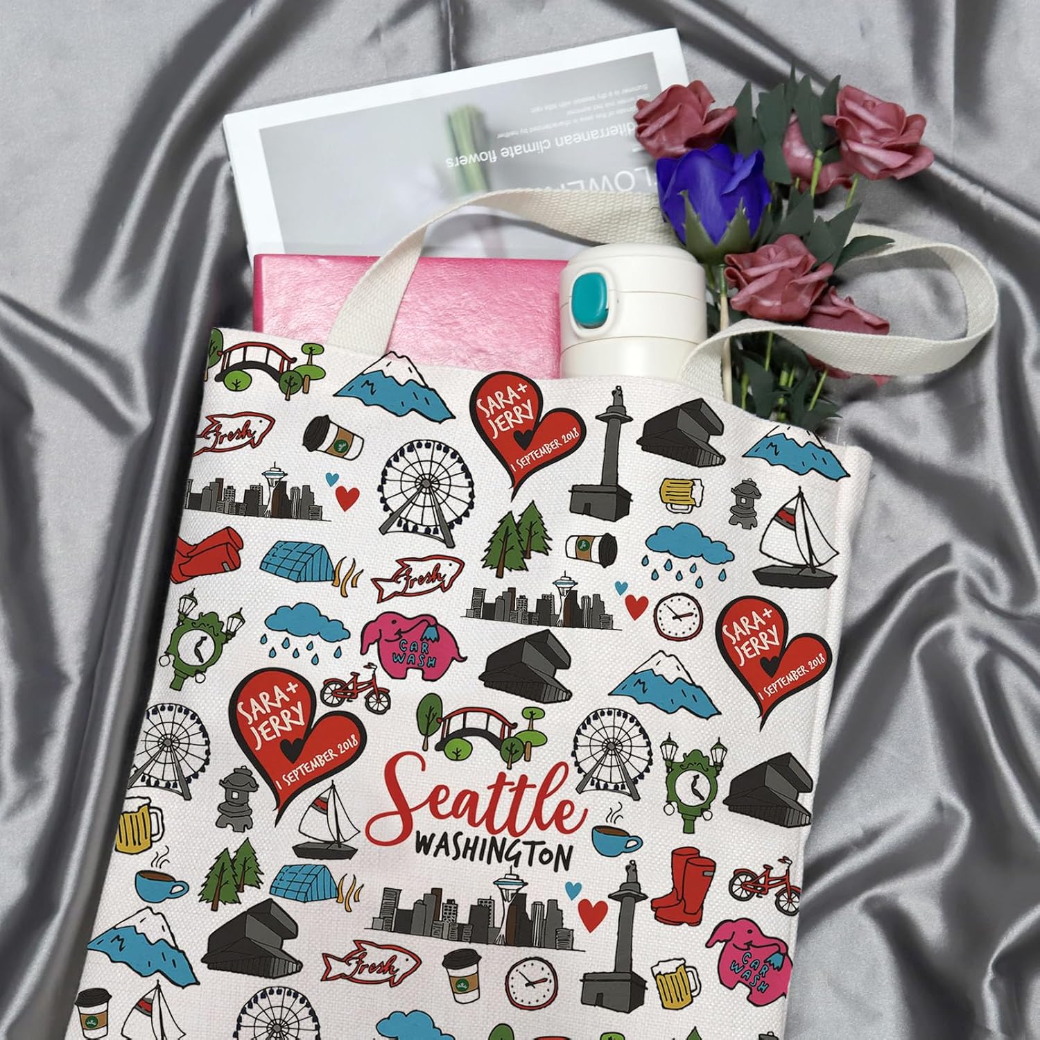 GJTIM Seattle Washington Souvenir Gift Seattle Washington Welcome Bag Travel Pouch for Traveller - Image 5