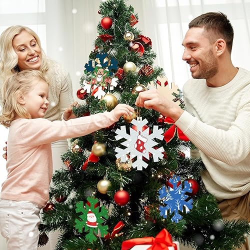 Miniatura 2 de Adornos de Navidad de madera de gran tamaño de 7 pulgadas para pintar, 10 unidades, recortes de copo de nieve en blanco, adorno de madera sin