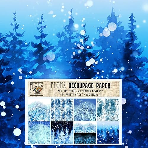 Vista 11 de Decoupage - Paquete de papel (24 hojas de 6 x 6 pulgadas), bosque de cuentos de hadas de invierno, papel de patrón estilo vintage para decoupage