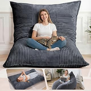 Giant Bean Bag Chair, 3-in-1 Convertible Bean Bag Floor Cushion with Was...