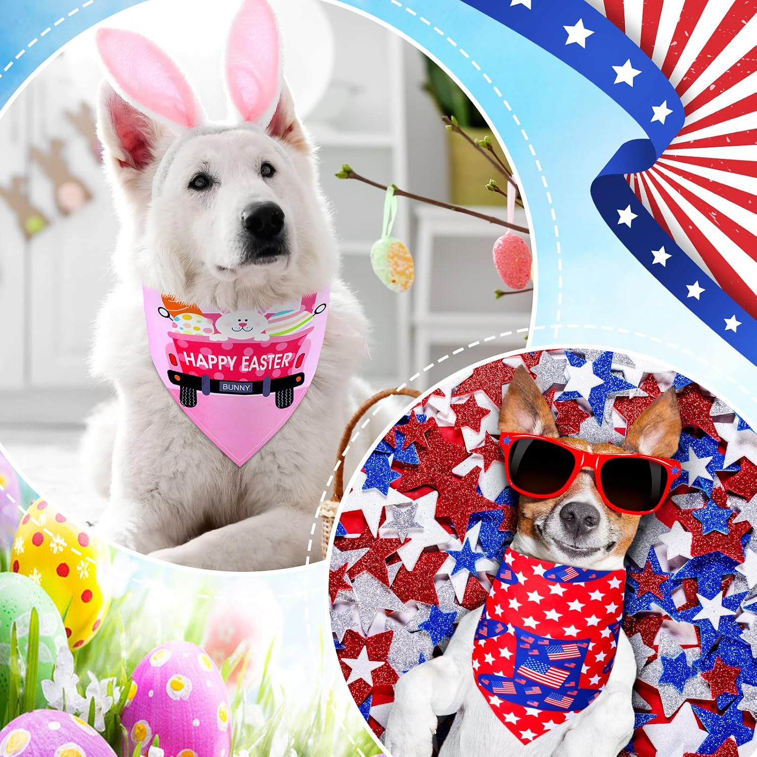 Saintrygo 30 Pcs Dog Bandanas Bulk Sublimation Plain Bandanas Bulk for Christmas Birthday Doggy Heat Transfer Triangle Scarf Washable Adjustable for Small Medium Large Pets Dogs(L)