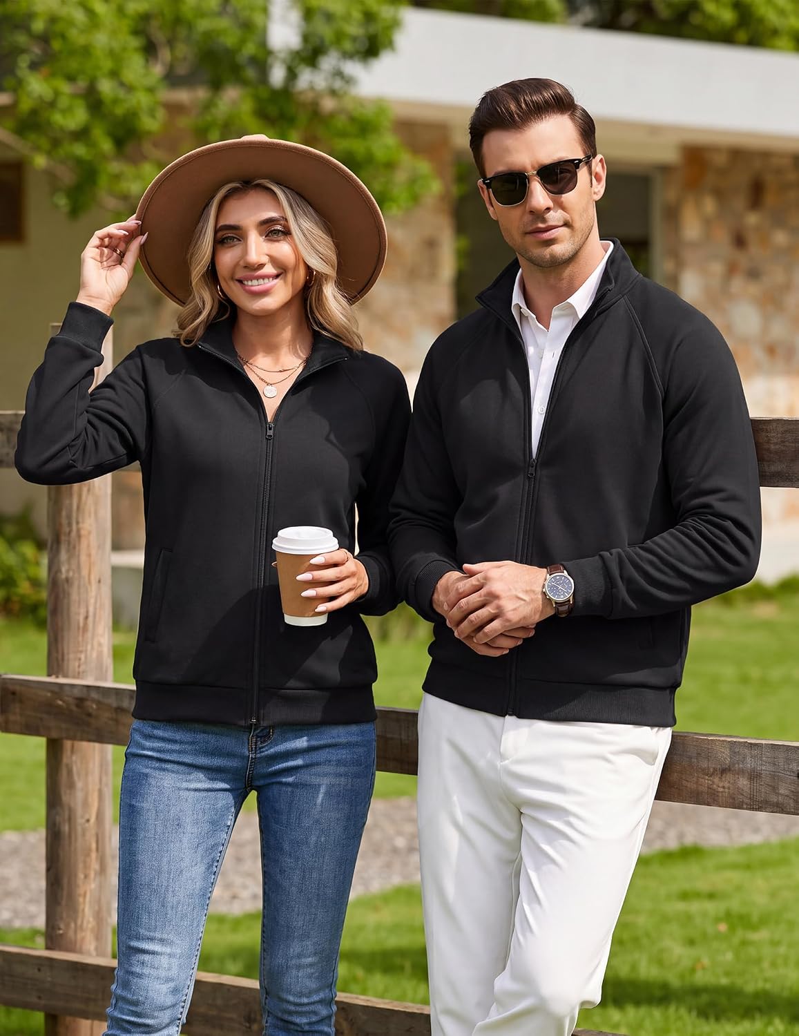 COOFANDY Men's Zip Up Fleece Lined Sweatshirts Lightweight Sweater Jackets