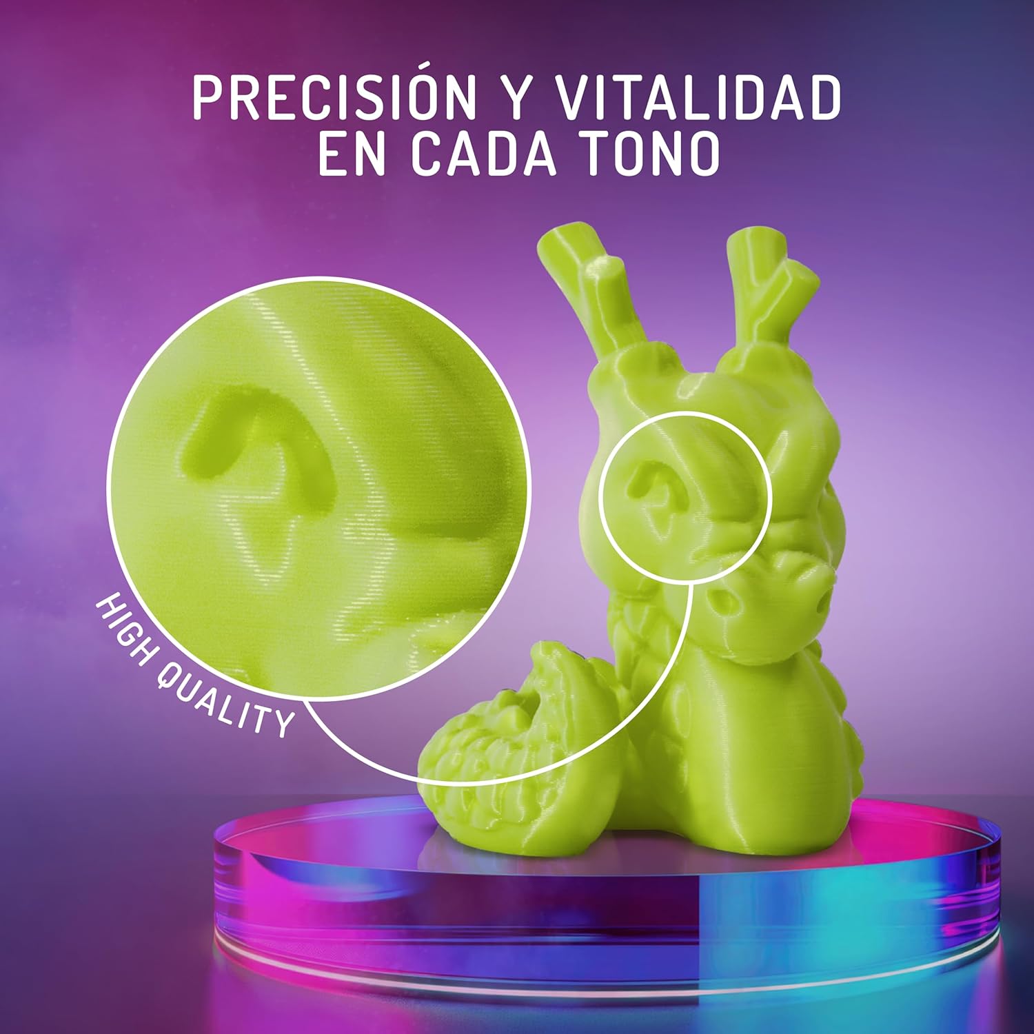 WINKLE PLA HD Fluorescent Filament 1.75 mm Electric Yellow, 1 kg Spool, 3D Printer Filament Compatible with FDM Printers, 3D Printing Materials, Dimensional Accuracy +/- 0.05 mm, Easy to Print