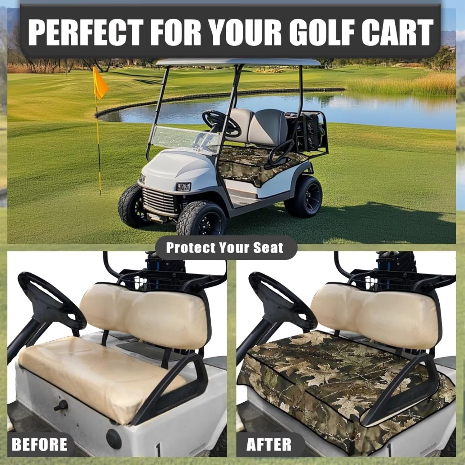 Golf Cart Seat Covers Unversial Seat Covers for Golf Cart with 4 Front Pockets Protect Your Golf Car Seat