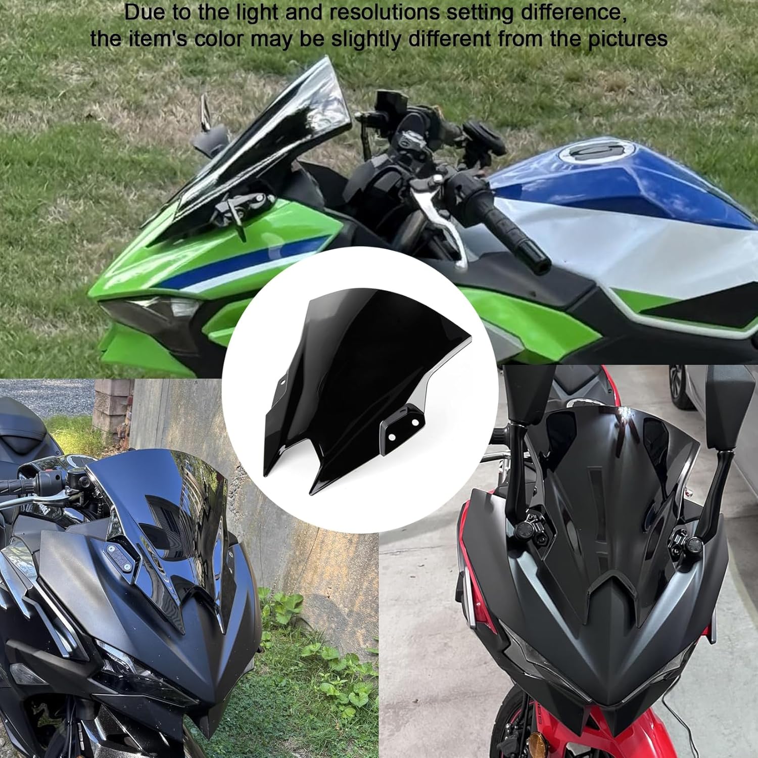 Windshield for NINJA500 SE 2024 2025 2026, PSLER Windscreen Double Bubble Wind Deflector Protector Fairing for NINJA500 SE Ninja 500 2024 2025 2026 (15" Black)