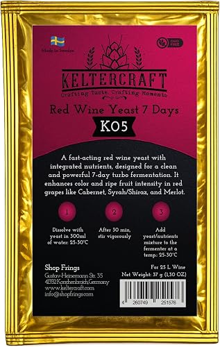 K05 Levure œnologique [pour 25 L de vin rouge] levur Keltercraft