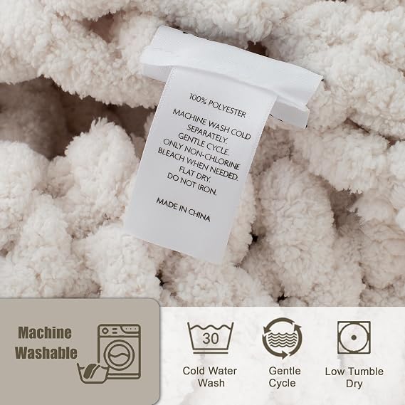 Chunky Knit Throw Blanket Bundle Chenille Throw Blanket, 50X 60 White