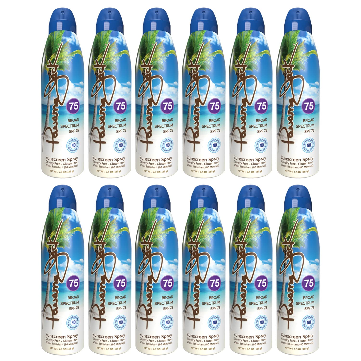 Panama Jack Continuous Spray Sunscreen - SPF 75 Broad Spectrum UVA UVB Protection PABA Paraben Gluten Cruelty Free