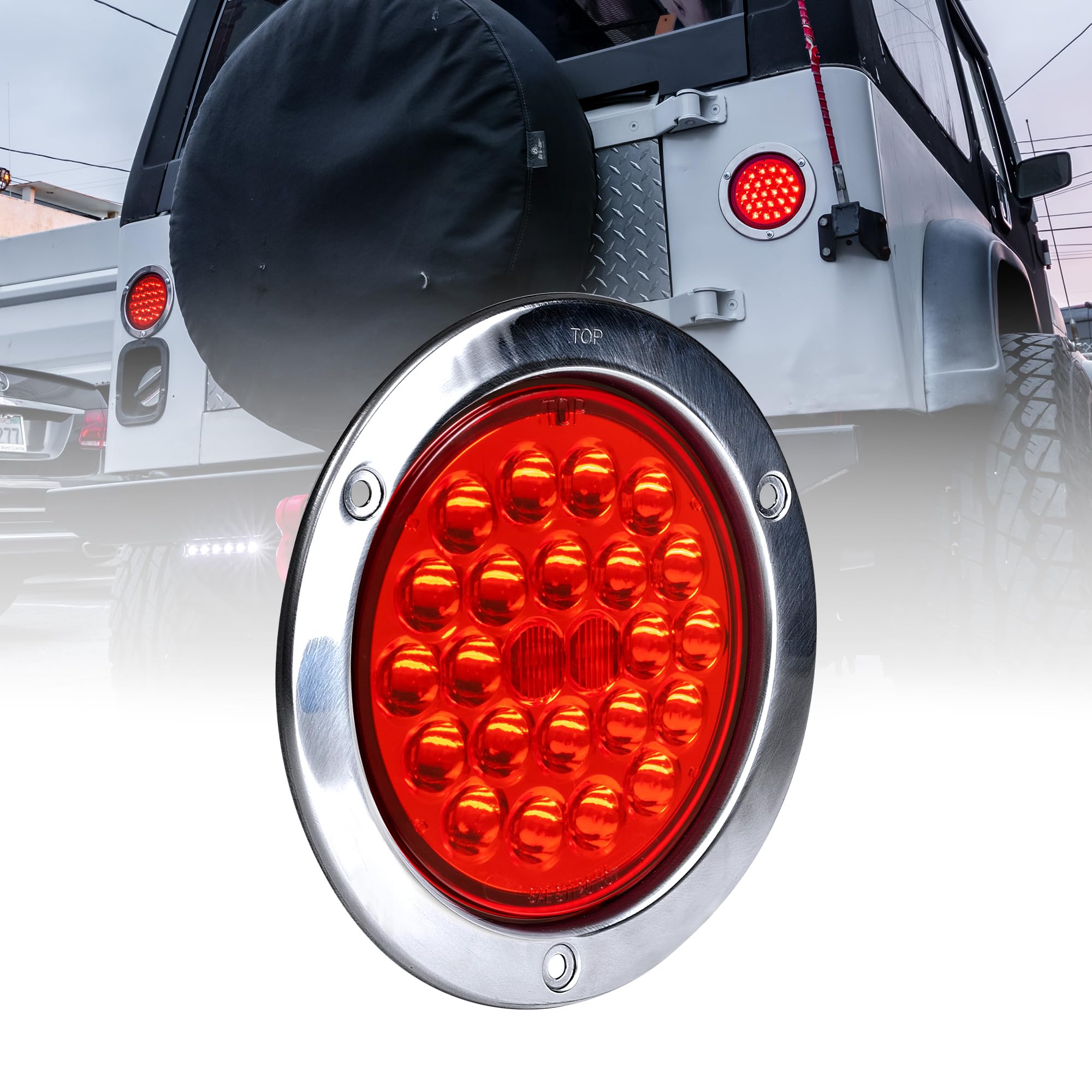 4Pcs 6-Inch Oval LED Trailer Lights - Red Stop/Turn/Tail & White Reverse Lights, IP67 Waterproof With Pigtails - For Trucks, Trailers & Boats - View #10