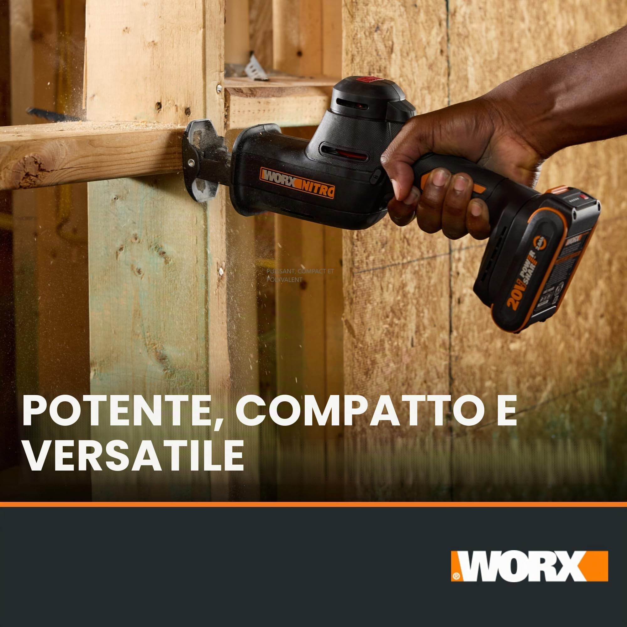WORX WX501.9 Sega a gattuccio 20 V con LED, senza batteria e caricabatterie