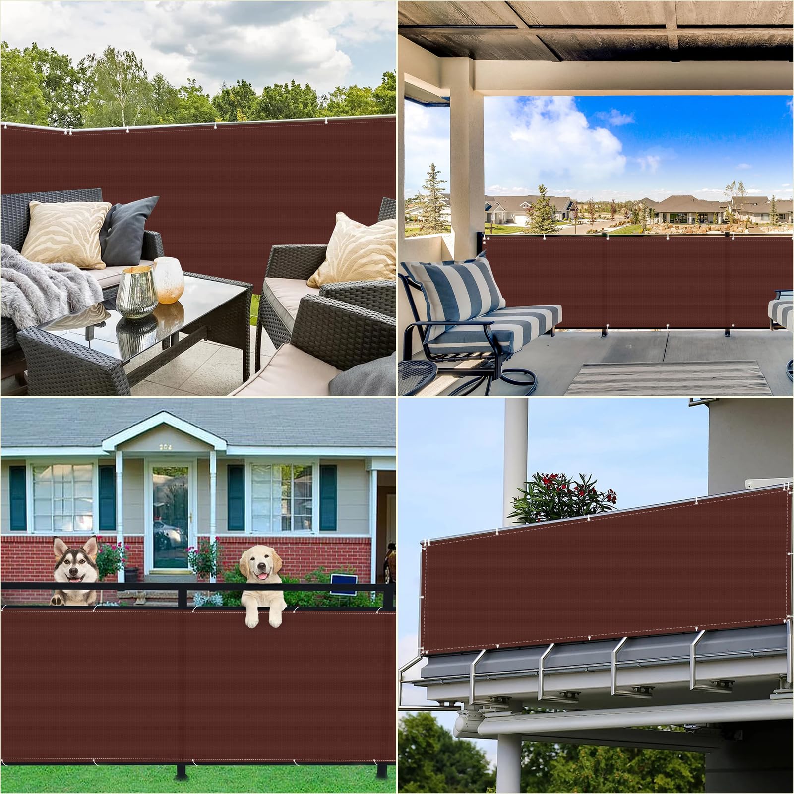 Rete frangivento, 1,2 m x 12 m, impermeabile, resistente ai raggi UV, senza fori, per balcone, con fascette fermacavi, colore rosso vino, antivento, per appartamenti