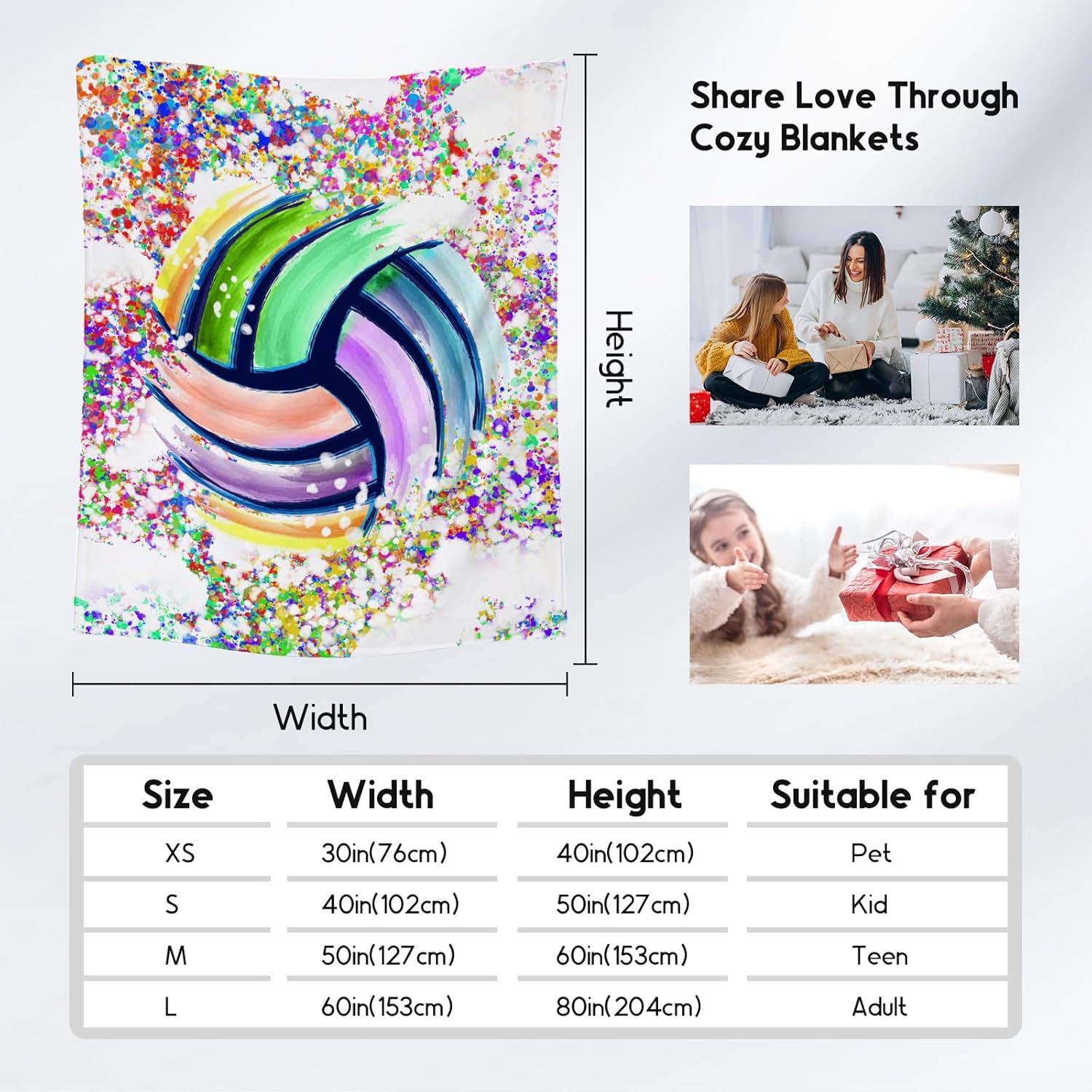 Volleyball Blanket Gifts - 40"x50" Sports Throw Blanket for Adults, Kids - Colorful Soft Plush Throws for Bed, Couch & Travel - Image 4