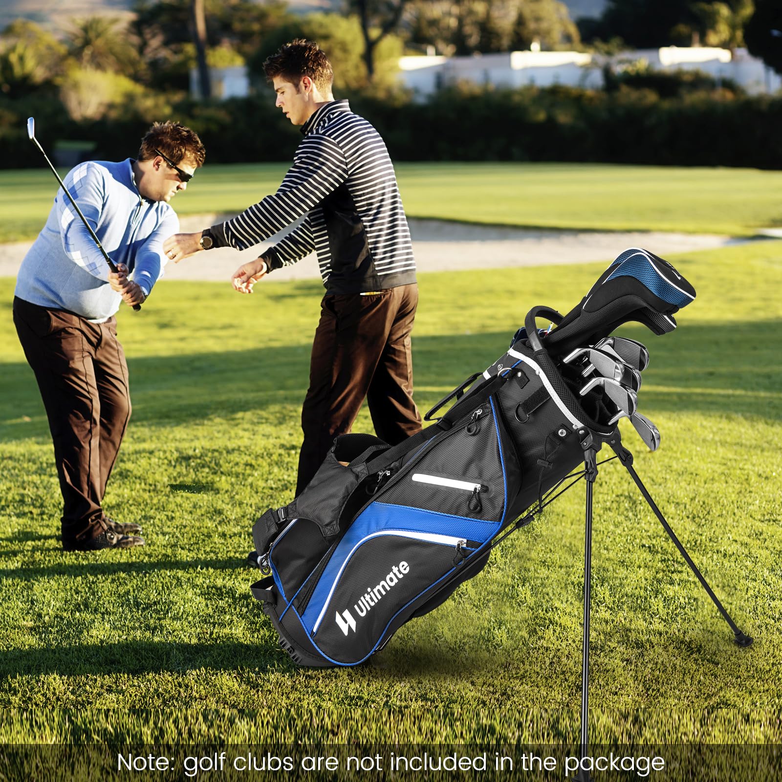 LIFEZEAL Bolsa de Golf con Soporte, Bolsa de Palos con 14 Compartimentos, Bolsa de Golf Ligera con Doble Correa para el Hombro, 6 Bolsillos con Cremallera, Funda de Lluvia, para Hombre y Mujer