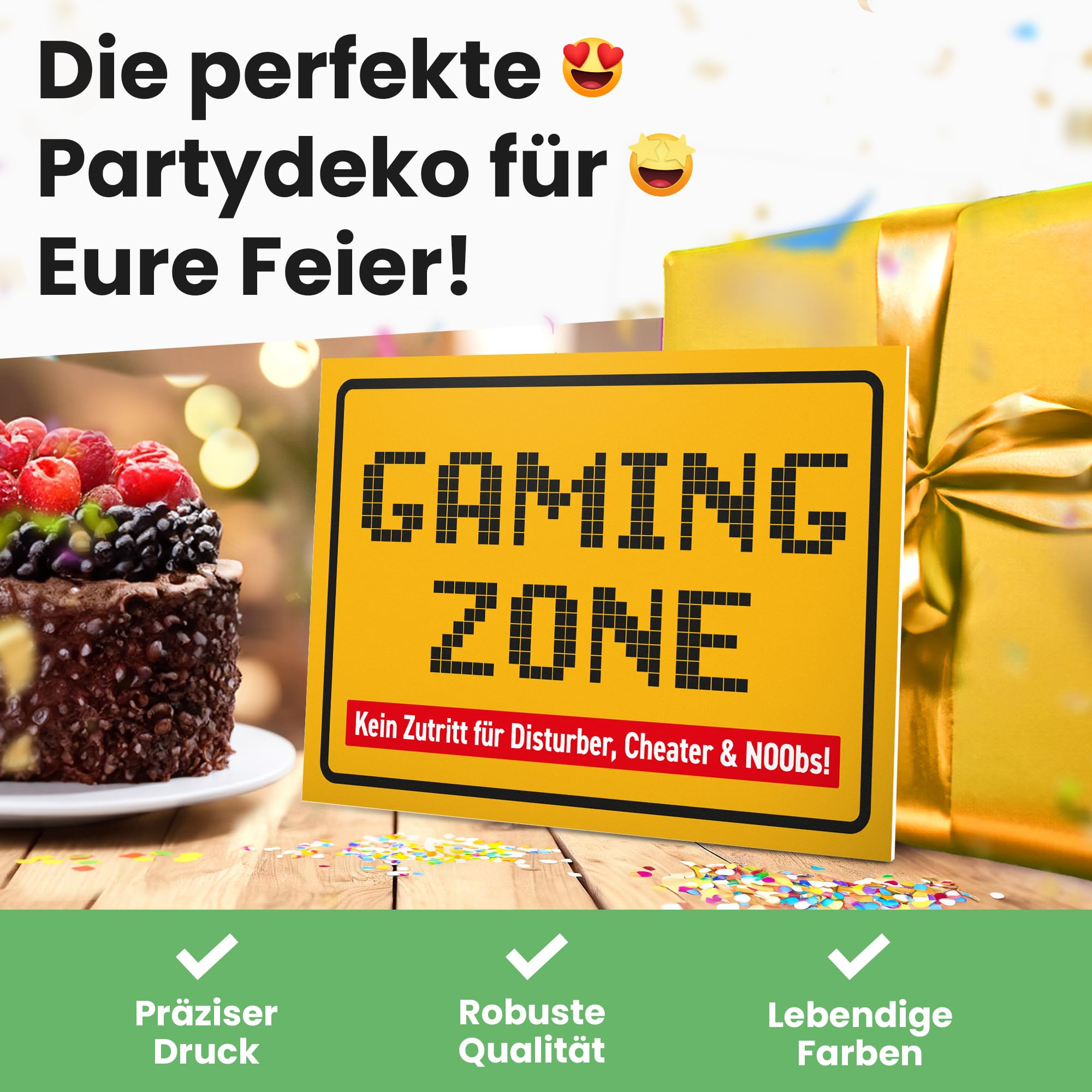 DankeDir! Gaming Zone – Targa in plastica 30 x 20 cm – Targa per porta camera LAN party sala giochi idea regalo studente decorazione zocker – regalo