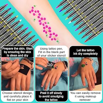 Amazon | Jim&Gloria ボディアート タトゥーペン デュアルチップ