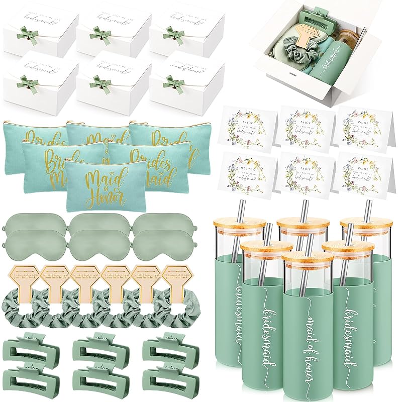 Tioncy Conjunto com 6 kits para convite de madrinhas, verde