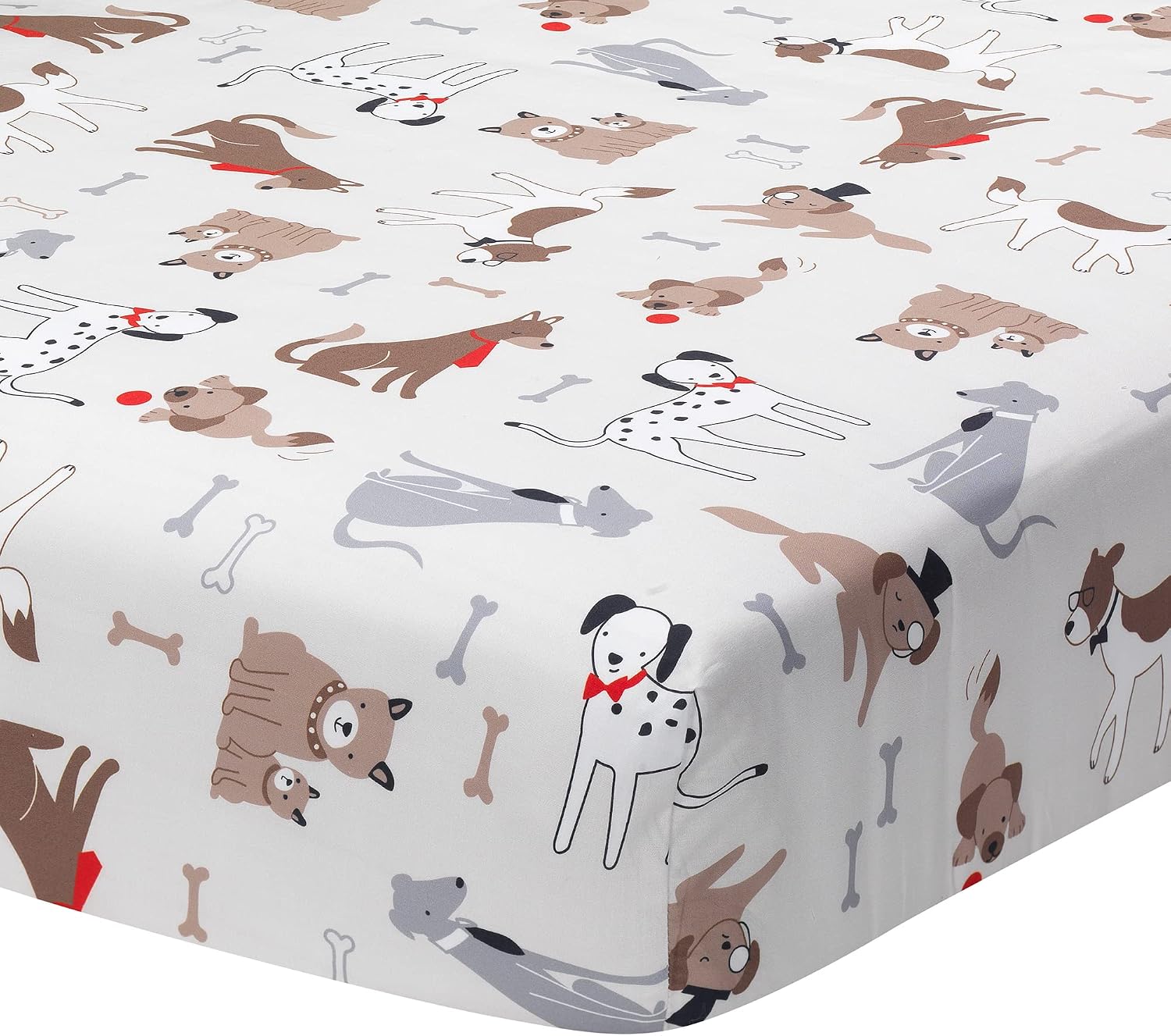 Lambs & Ivy Bow Wow Dog/Puppy Breathable 100% Cotton Baby Fitted Crib Sheet