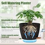 5 Pack Plant Pots Indoor 7/6.5/6/5.5/5 Inch Flower Pots Self Watering Planters for Indoor Plants with Drainage Hole Plastic Plant Pot for African Violet Cactus Flowers Succulents(Black)