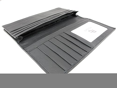 Miniatura 4 de Cartera larga de piel de piel de cocodrilo cocodrilo genuino, Negro -, Compacto