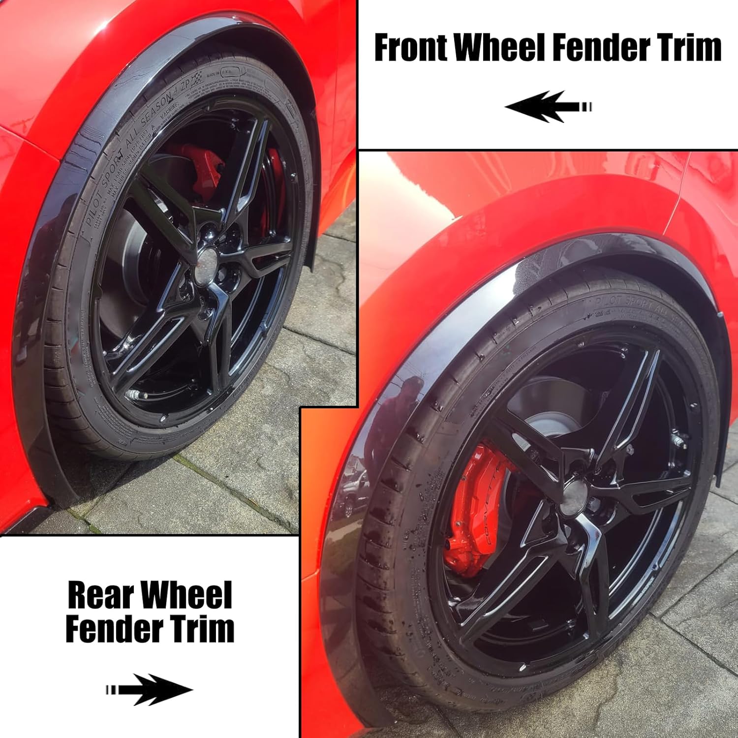 4PCS Front&Rear Wheel Fender Trim for Corvette C8 2020-2025 Stingray/z51/z06 Fender Flares Molding Extension Add On Wheels Arch Guard (Glossy Black)