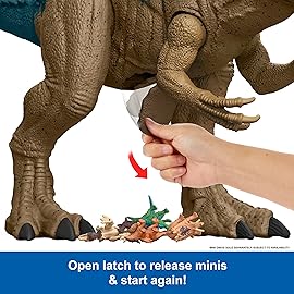 Mattel Jurassic World Super Colossal Dinosaur Action Figure, Large Tyrannosaurus Rex Dino Toy with Eating Feature, 3+ Feet Long T Rex