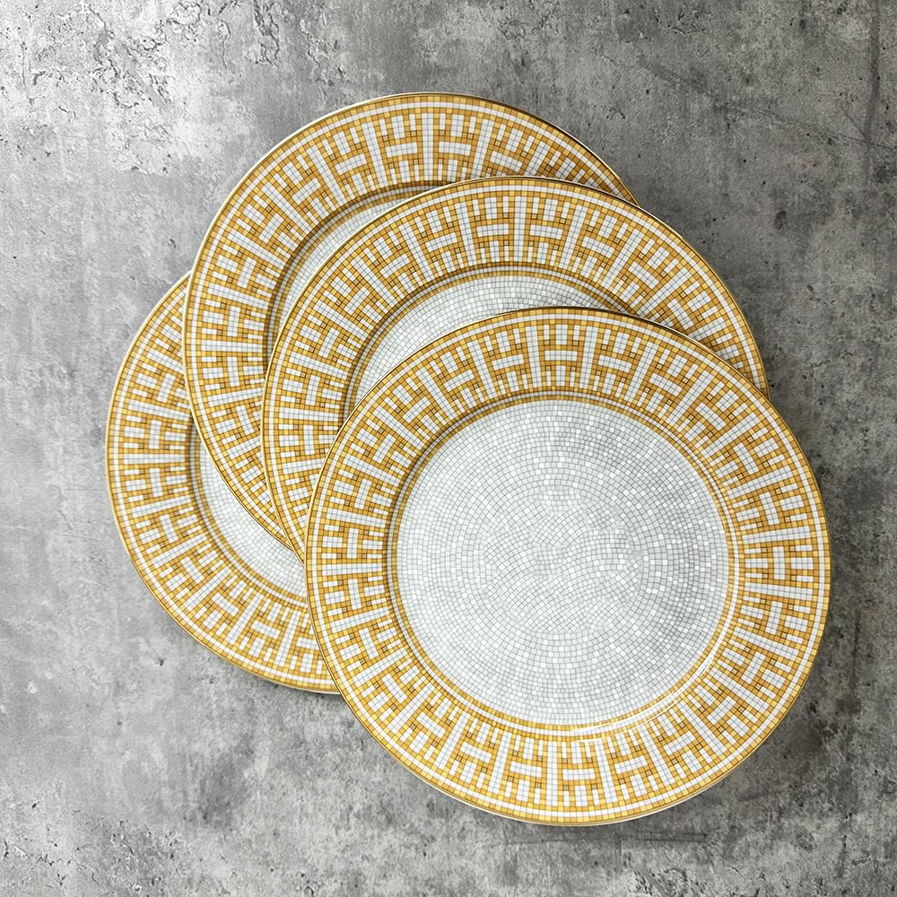 Ceramiczna zastawa stołowa 4 sztuk 8 Cal luksusowe porcelany kostnej naczynia i talerze porcelanowe ciasto danie ciasto taca na owoce ceramiczne zastawy stołowe stek płytkie talerze (Color : 1 pcs 10