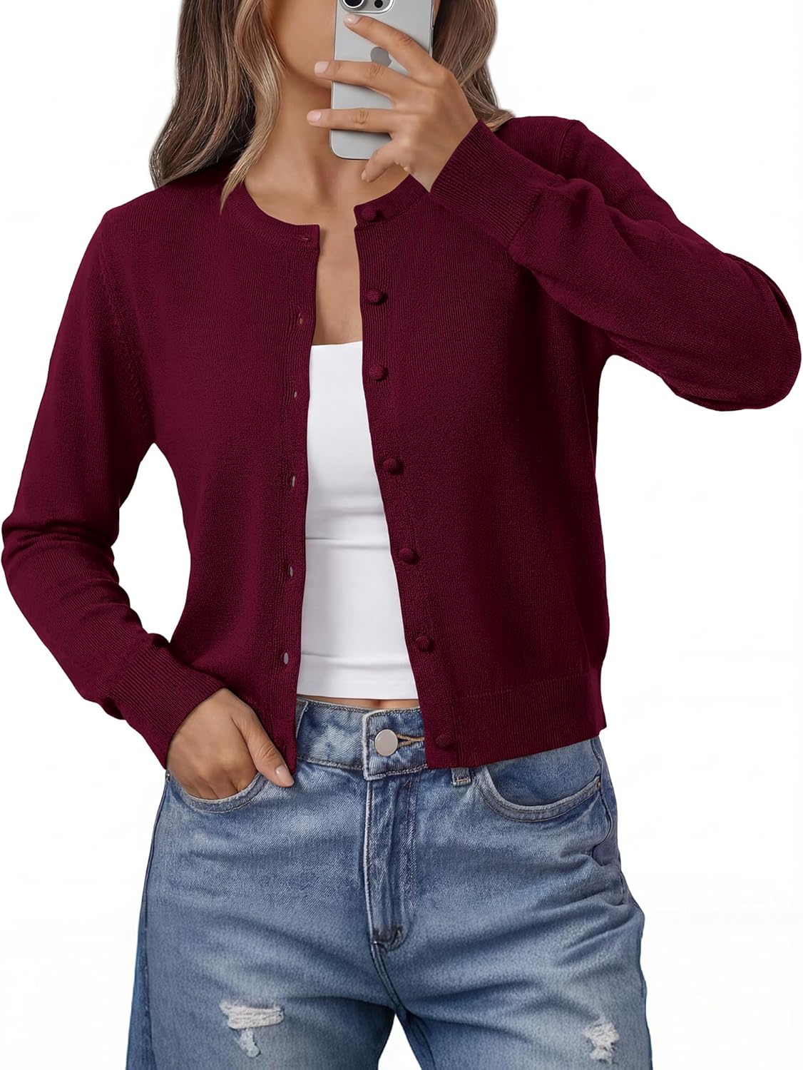 BTFBM Cardigan Sweaters for Women Cashmere Sweater Lightweight Button Down Casual Knit Shrugs Tops Early Spring Fashion