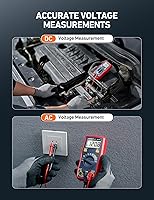 Vista 3 de AstroAI - Multímetro digital, probador de voltaje de batería de 1.5 V/9 V/12 V, auto-rango/óhmetro/DMM con función NCV, mide con precisión voltaje