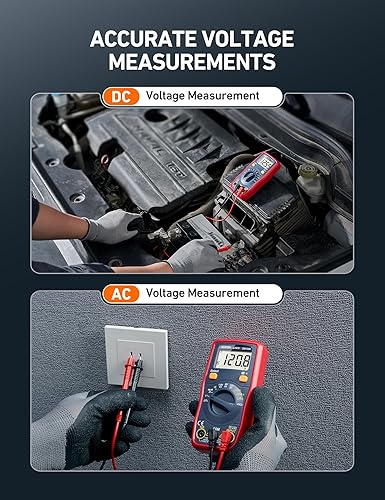 Miniatura 3 de AstroAI - Multímetro digital, comprobador de voltaje de batería, 1.5 V / 9 V / 12 V, de rango automático, 4000 recuentos, multímetro de verdadero