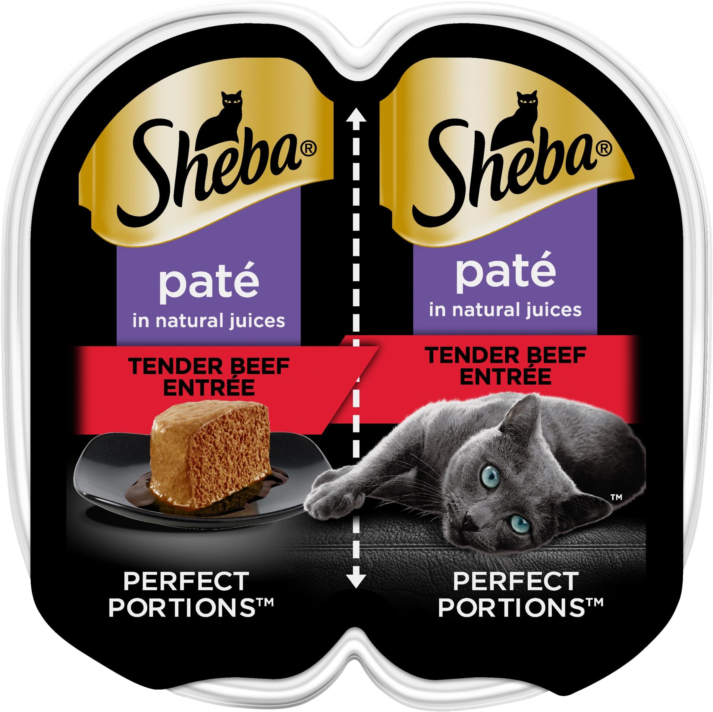 Perfect Portions Wet Cat Food Pate Tender Beef Entree, 2.6 oz. Twin-Pack Tray
