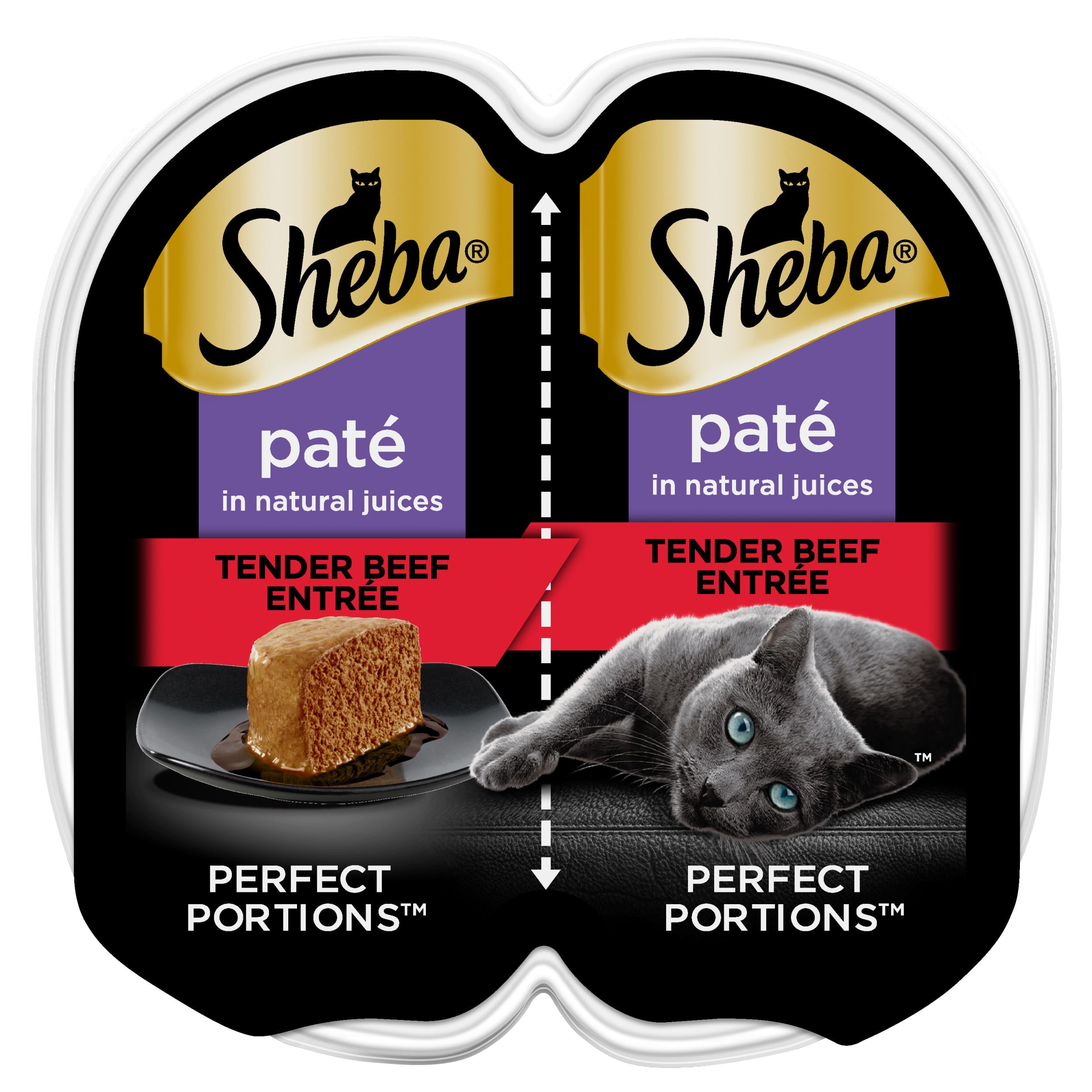 Sheba Perfect Portions Wet Cat Food Pate Tender Beef Entree, 2.6 oz. Twin-Pack Tray