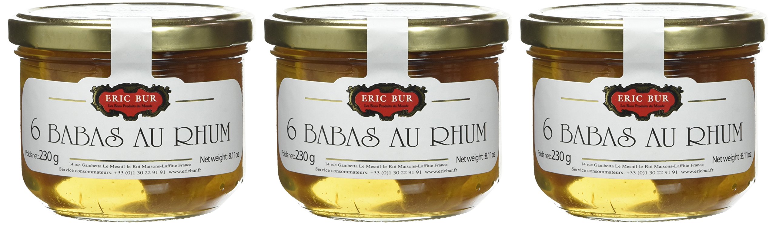 ERIC BUR 6 Babas au Rhum 12% 230 g - Lot de 3