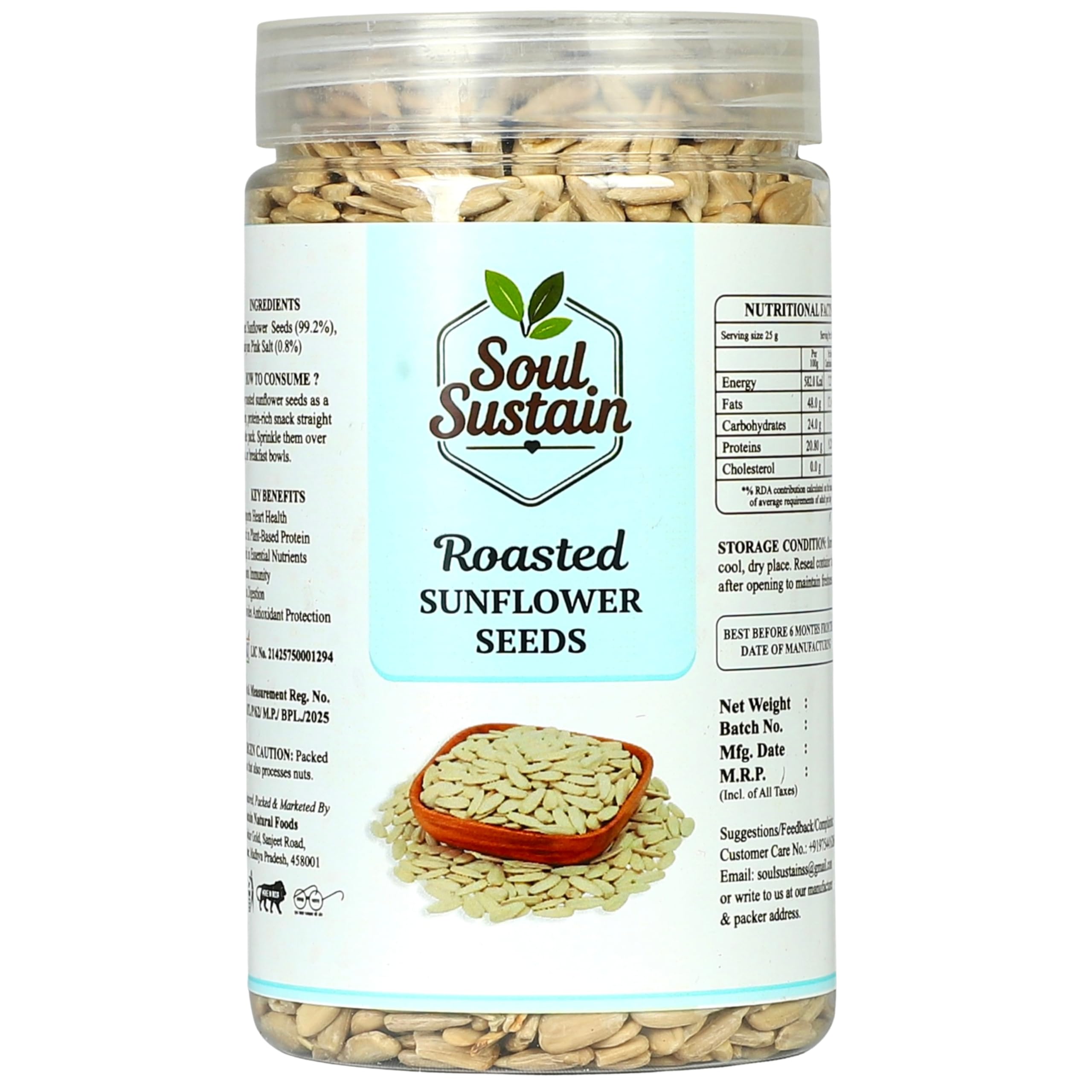 Roasted Sunflower Seeds Snack (500 GM) | Roasted Seeds | Healthy Plant Protein, Fiber & Omega | Gluten Free Vegan Snack for Workout, Travel, School | Sunflower Kernels | Natural Roasted Seeds-image-21