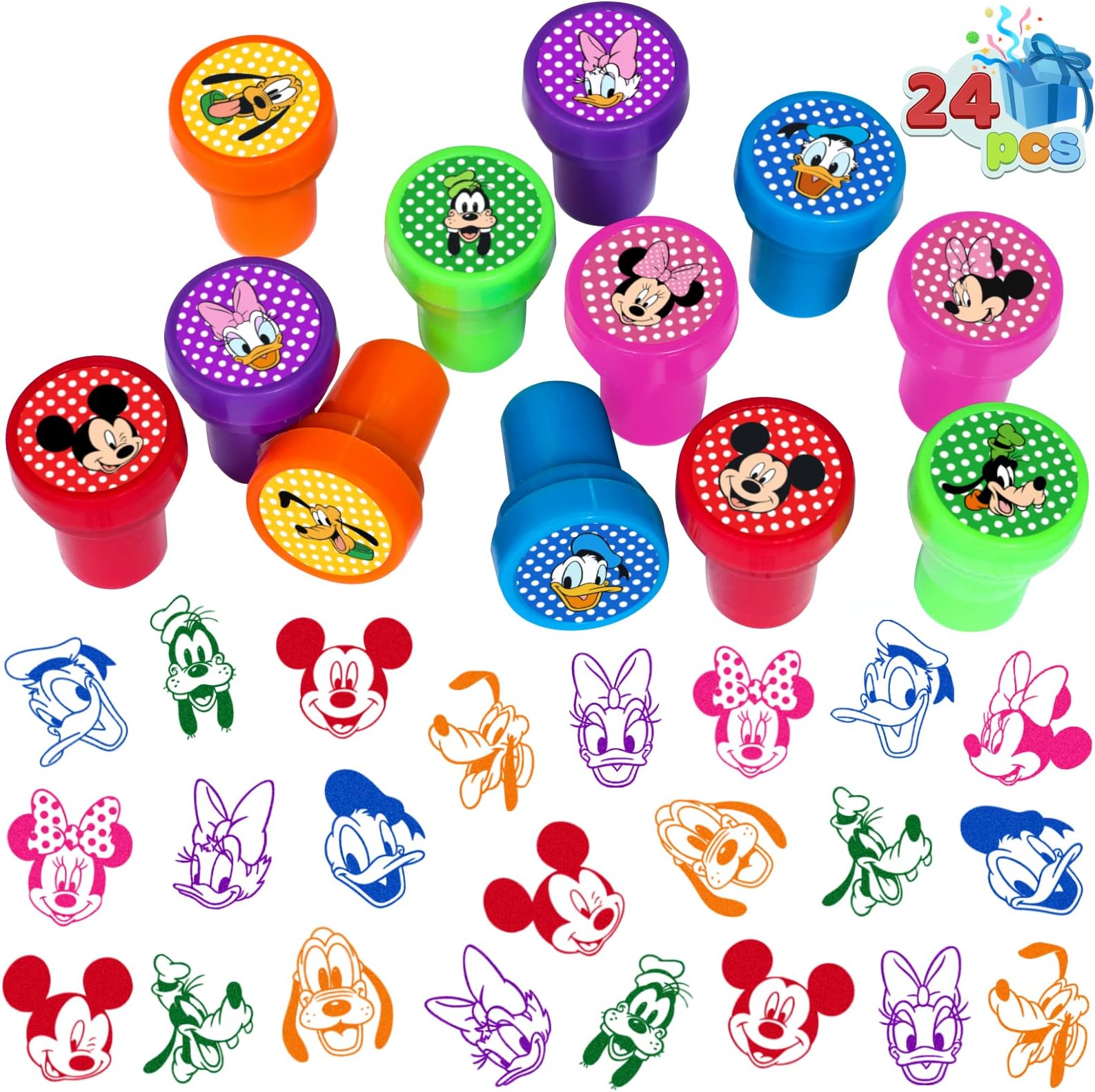 24 Pcs Mickey Mouse Themed Stampers, Mickey Mouse Birthday Party Supplies Favors, Classroom Rewards Prizes, Goody Bag Treat Bag Stuff for Mickey Mouse Birthday Party Gifts