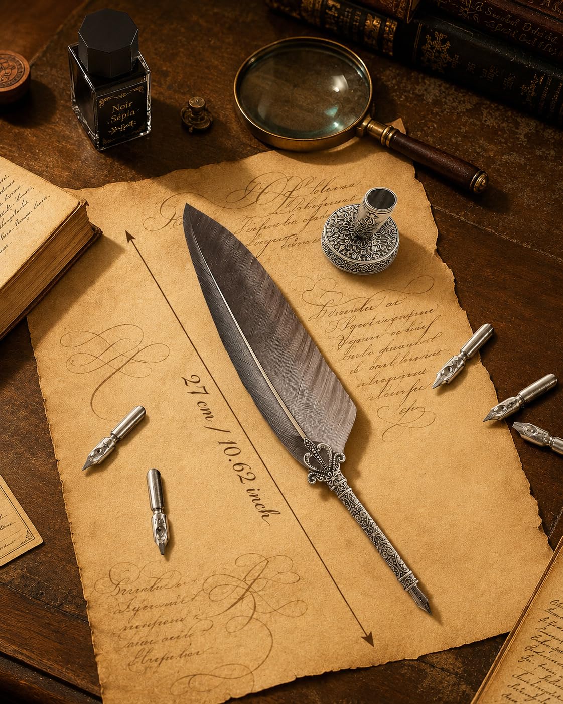 VABNEER Schreibfeder Kalligraphie Feder Vintage Federstift Tinte Set Antiken Feder Kalligraphie Stift für den Selbstgebrauch (Schwarzgrau)