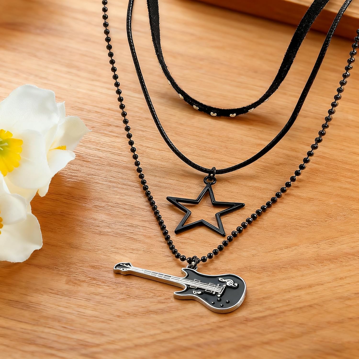 LIUANAN Music Note Necklace for Women, Layered Guitar Pendant, Musical Marching Band Jewelry, Music Teacher Gift, Punk Rock Vintage Music Decor - Image 3