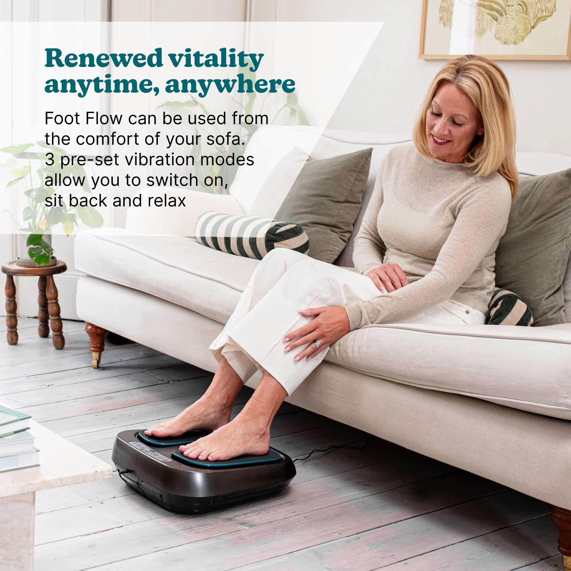 Homedics Foot Flow Mobility Booster Massaggiatore vibrante - Massaggiatore per i piedi con calore lenitivo, 20 intensità e 3 modalità, Rivitalizza i muscoli stanchi e favorire il flusso sanguigno