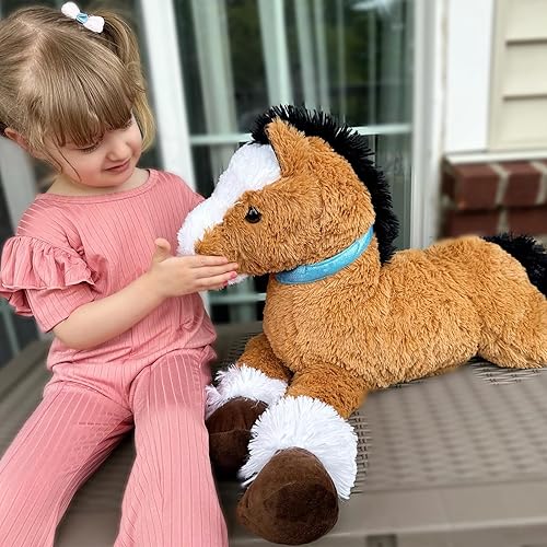 Miniatura 2 de Tezituor Caballo de Peluche Realista de 35 Pulgadas, Caballo de Peluche Grande de 3 Pies de Almohadón de Pony de Granja, Almohadón de Caballo Suave