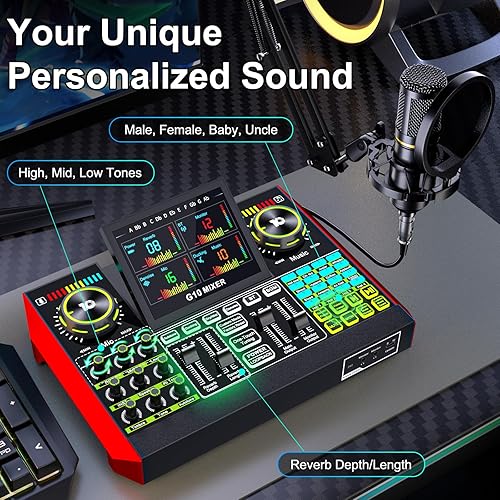 Miniatura 3 de Paquete de equipo de podcast con micrófono de condensador de 0.138 in para PCteléfono, transmisión en vivo, canto y juegos, paquete de micrófono de