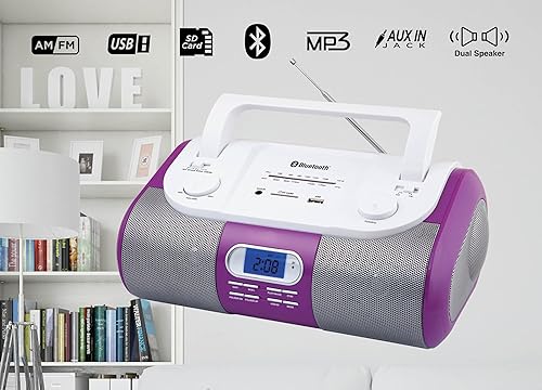 Miniatura 3 de HANNLOMAX Radio AMFM portátil HX-509R, Bluetooth, ranura USBSD para reproducción de MP3, entrada auxiliar, fuente de alimentación dual ACDC (blanco)